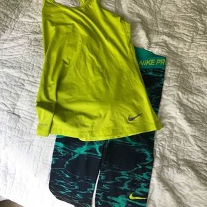 Nike dri fit tank and mid length leggings
